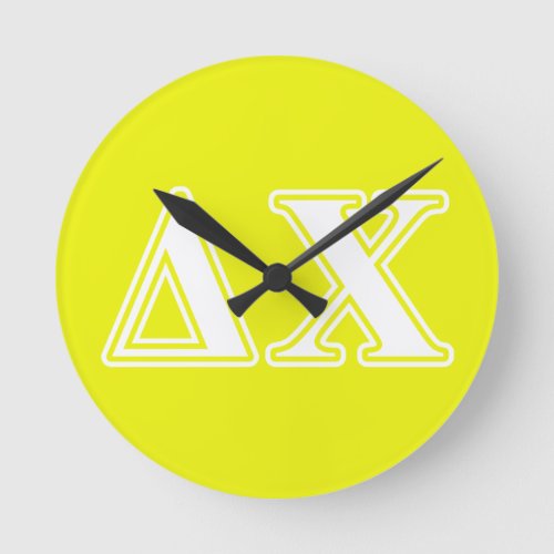 Delta Chi White and Yellow Letters Round Clock