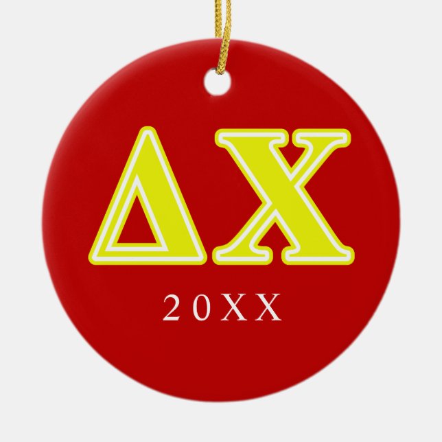 Delta Chi Yellow Letters Ceramic Ornament (Front)