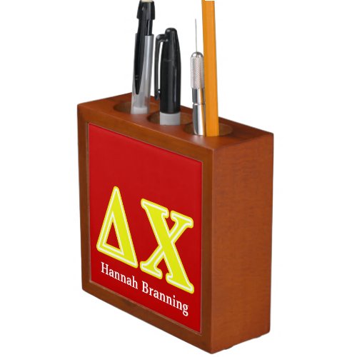 Delta Chi Yellow Letters PencilPen Holder