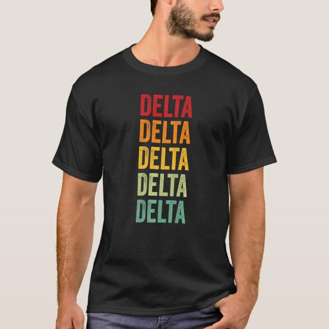 Delta County Colorado Rainbow Text T-Shirt (Front)