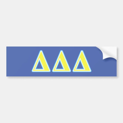 Delta Delta Delta Blue and Yellow Letters Bumper Sticker