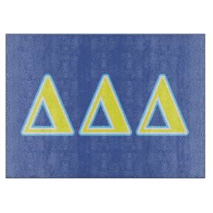 Delta Delta Delta Blue and Yellow Letters Cutting Board