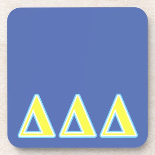 Delta Delta Delta Blue and Yellow Letters Drink Coaster