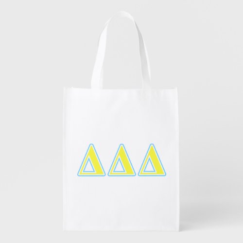 Delta Delta Delta Blue and Yellow Letters Grocery Bag