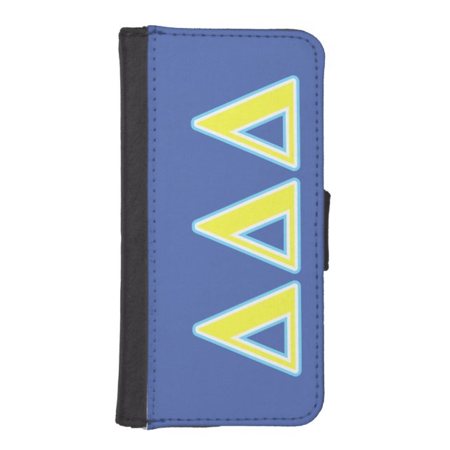 Delta Delta Delta Blue and Yellow Letters iPhone Wallet Case (Front)