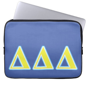 Delta Delta Delta Blue and Yellow Letters Laptop Sleeve