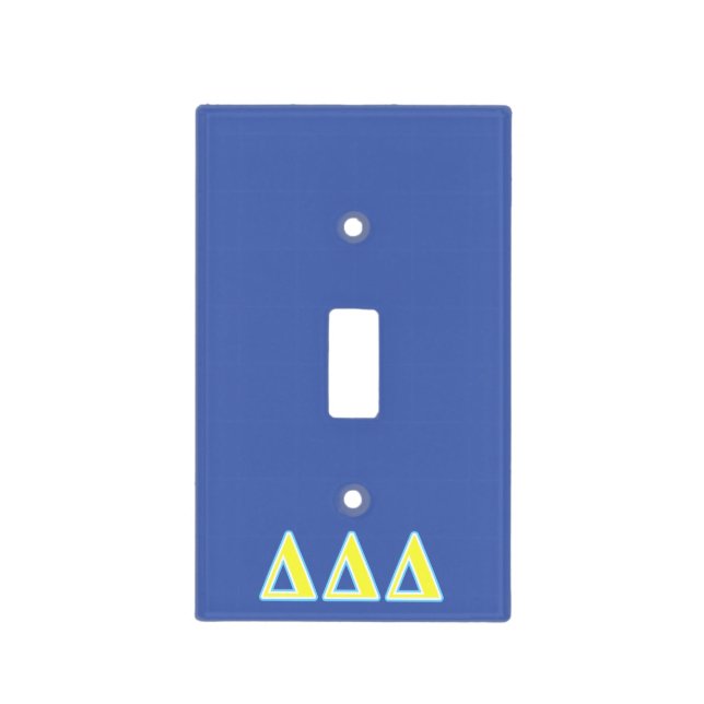 Delta Delta Delta Blue and Yellow Letters Light Switch Cover (Front)
