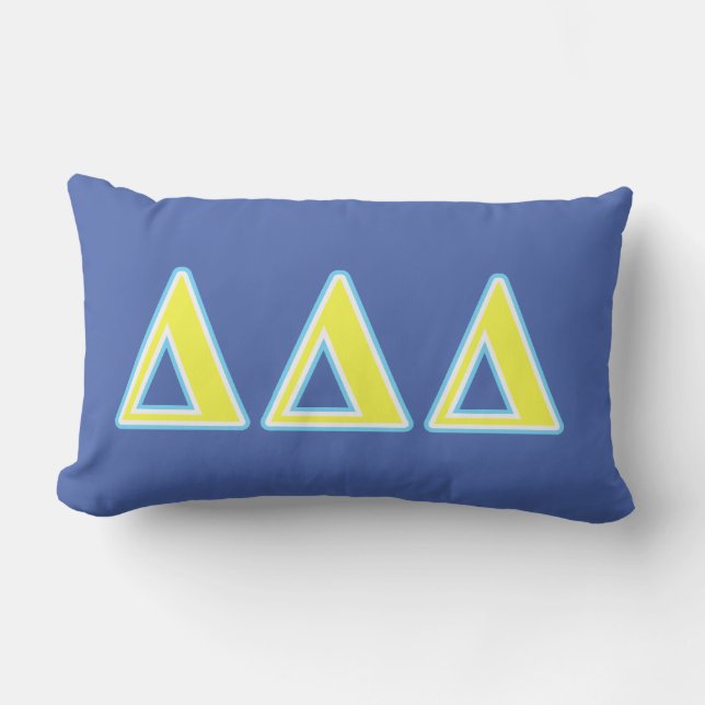 Delta Delta Delta Blue and Yellow Letters Lumbar Pillow (Front)