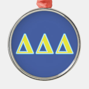 Delta Delta Delta Blue and Yellow Letters Metal Ornament