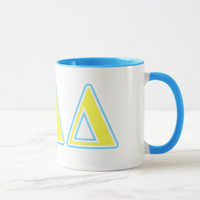 Delta Delta Delta Blue and Yellow Letters Mug (Right)