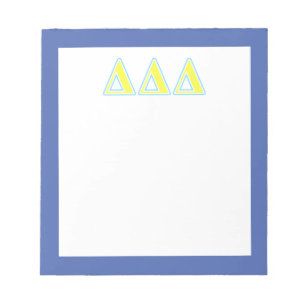 Delta Delta Delta Blue and Yellow Letters Notepad