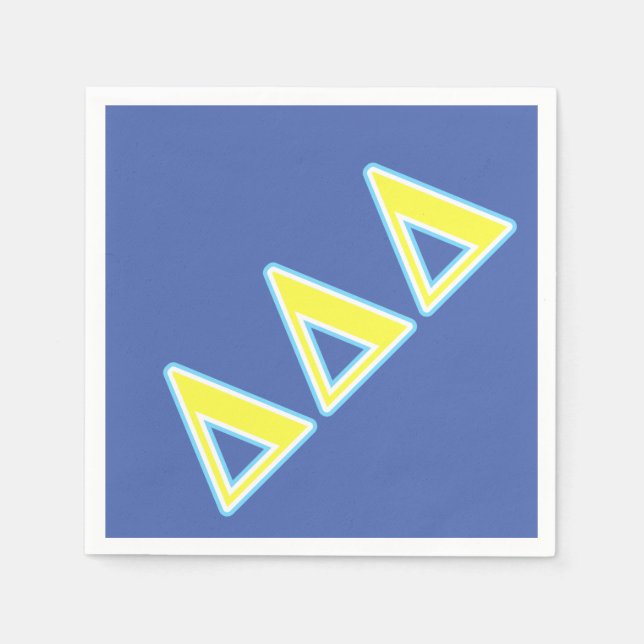 Delta Delta Delta Blue and Yellow Letters Paper Napkins (Front)
