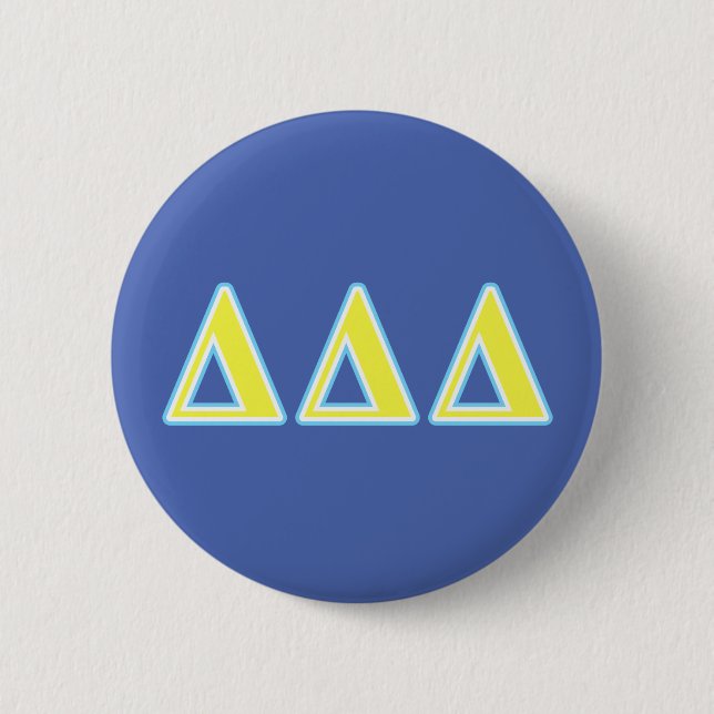 Delta Delta Delta Blue and Yellow Letters Pinback Button (Front)