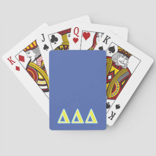 Delta Delta Delta Blue and Yellow Letters Poker Cards