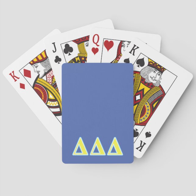Delta Delta Delta Blue and Yellow Letters Poker Cards (Back)