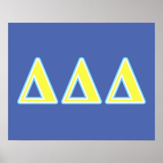 Delta Delta Delta Blue and Yellow Letters Poster (Front)