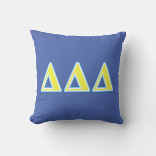 Delta Delta Delta Blue and Yellow Letters Throw Pillow