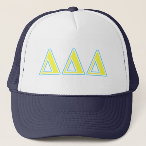 Delta Delta Delta Blue and Yellow Letters Trucker Hat