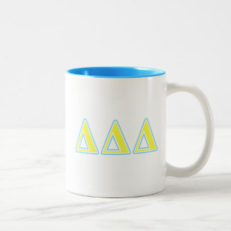 Delta Delta Delta Blue and Yellow Letters Two-Tone Coffee Mug
