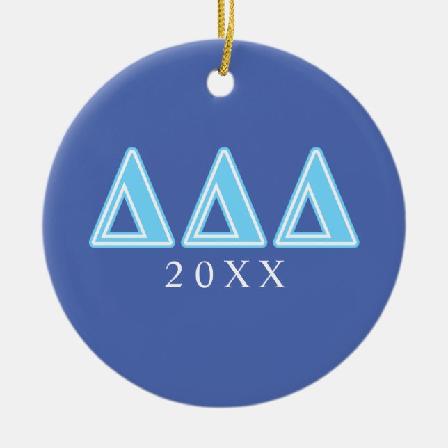 Delta Delta Delta Blue Letters Ceramic Ornament (Front)