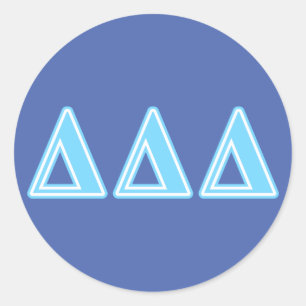 Delta Delta Delta Blue Letters Classic Round Sticker