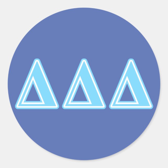 Delta Delta Delta Blue Letters Classic Round Sticker (Front)