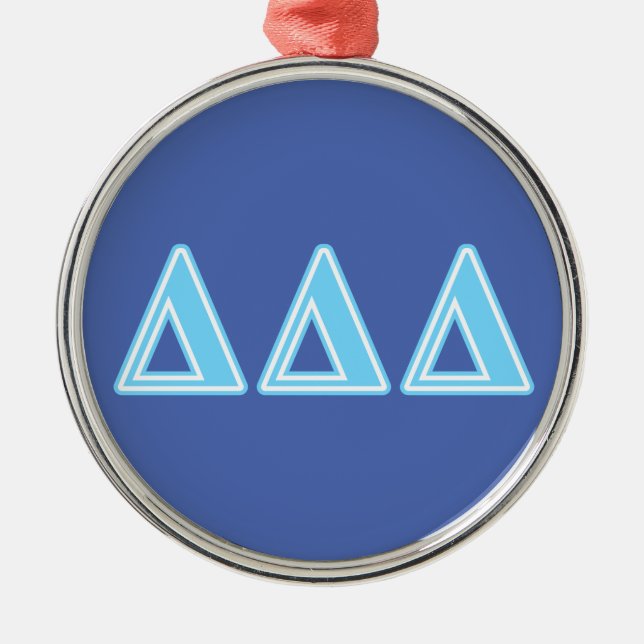 Delta Delta Delta Blue Letters Metal Ornament (Front)