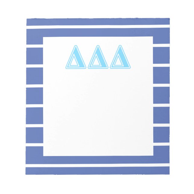 Delta Delta Delta Blue Letters Notepad (Front)