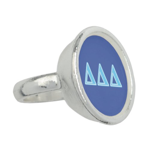 Delta Delta Delta Blue Letters Ring