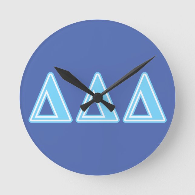 Delta Delta Delta Blue Letters Round Clock (Front)
