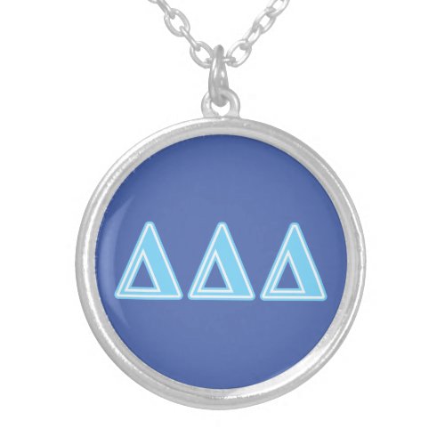 Delta Delta Delta Blue Letters Silver Plated Necklace