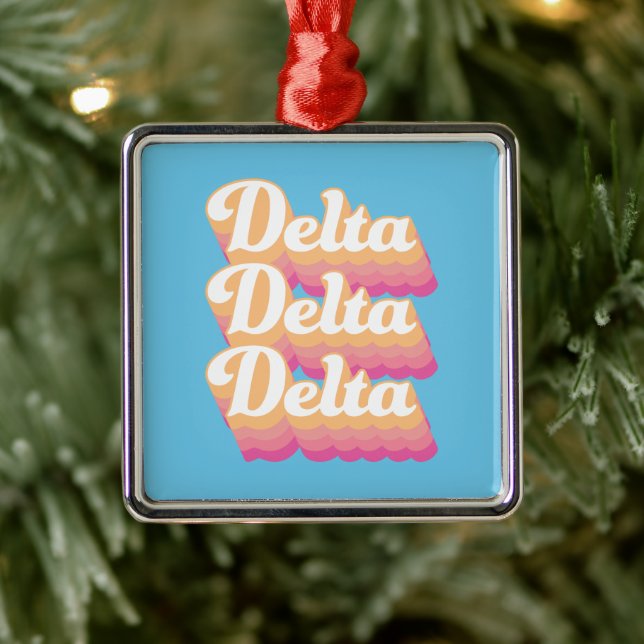 Delta Delta Delta | Groovy Script Metal Ornament (Tree)