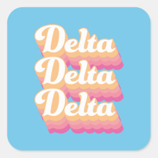 Delta Delta Delta   Groovy Script Square Sticker