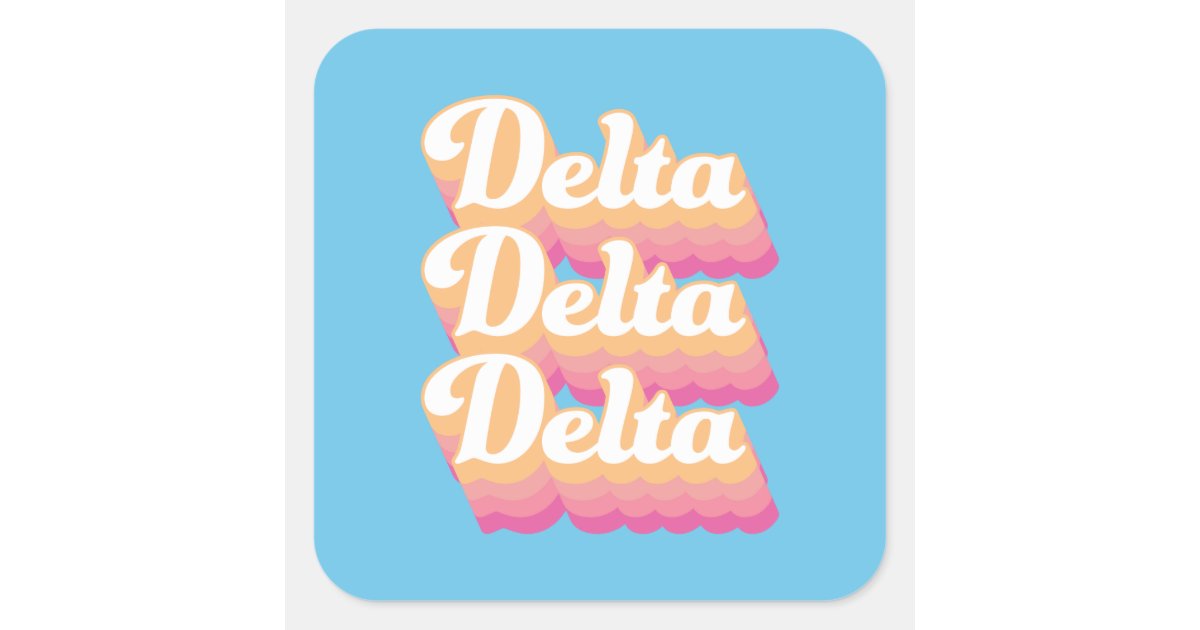 Delta Delta Delta | Groovy Script Square Sticker | Zazzle
