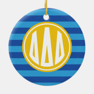 Delta Delta Delta   Monogram Stripe Pattern Ceramic Ornament