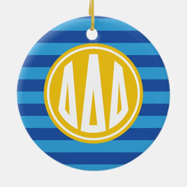 Delta Delta Delta | Monogram Stripe Pattern Ceramic Ornament (Back)
