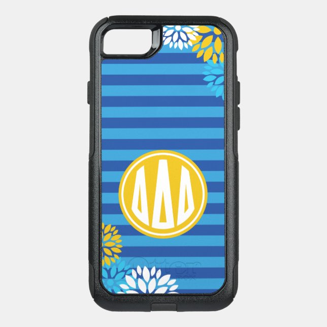 Delta Delta Delta | Monogram Stripe Pattern Otterbox iPhone Case (Back)