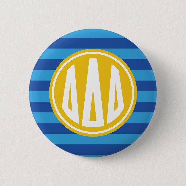 Delta Delta Delta | Monogram Stripe Pattern Pinback Button (Front)