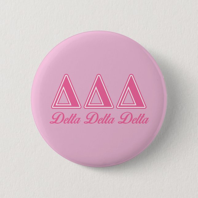 Delta Delta Delta Pink Letters Button (Front)