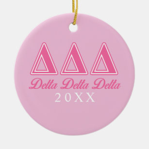 Delta Delta Delta Pink Letters Ceramic Ornament