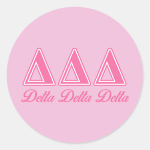 Delta Delta Delta Pink Letters Classic Round Sticker