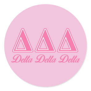 Delta Delta Delta Pink Letters Classic Round Sticker