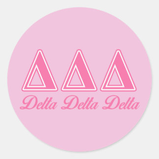 Delta Delta Delta Pink Letters Classic Round Sticker