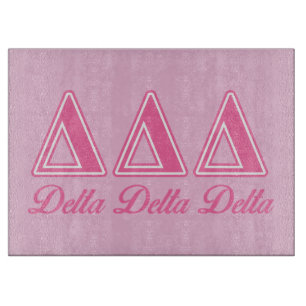 Delta Delta Delta Pink Letters Cutting Board