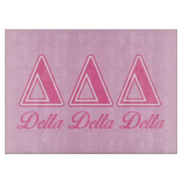 Delta Delta Delta Pink Letters Cutting Board (Front)