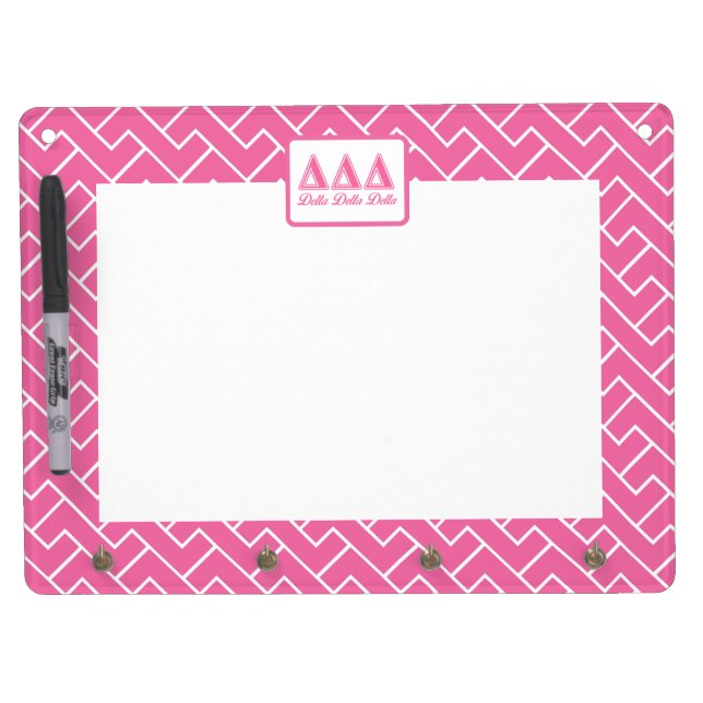 Delta Delta Delta Pink Letters Dry Erase Board With Keychain Holder (Front)