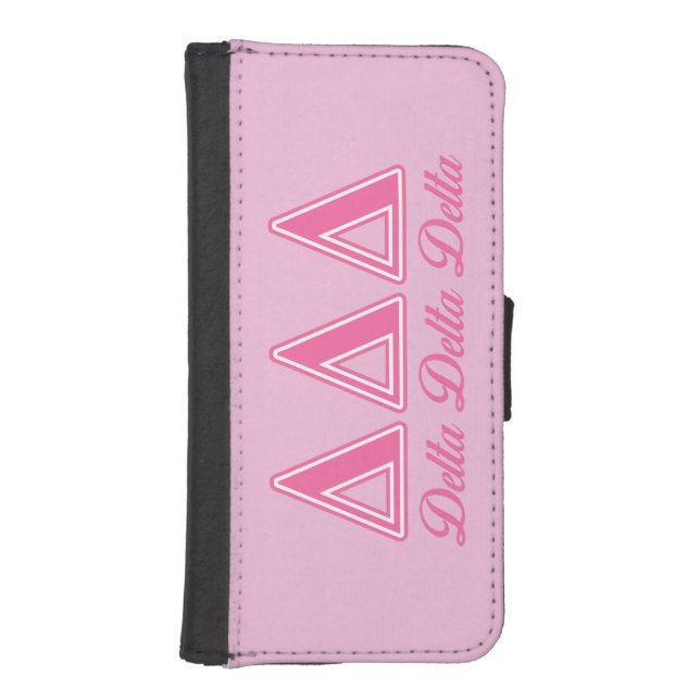 Delta Delta Delta Pink Letters iPhone Wallet Case (Front)