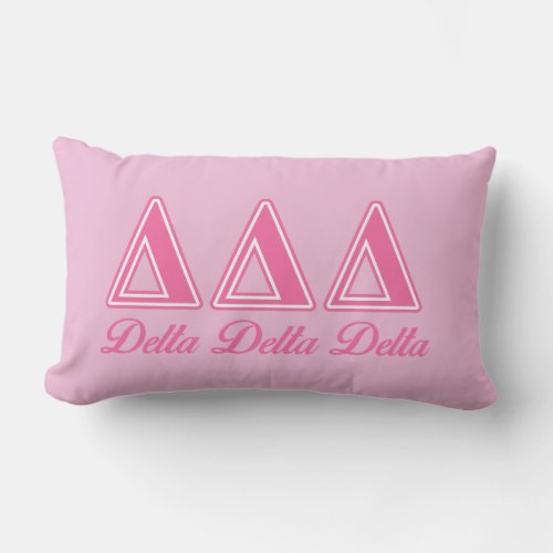 Delta Delta Delta Pink Letters Lumbar Pillow