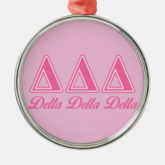Delta Delta Delta Pink Letters Metal Ornament