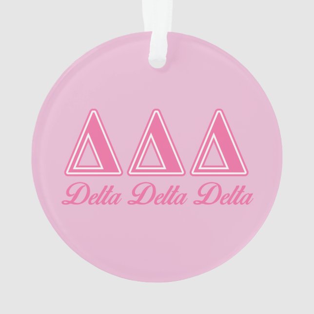 Delta Delta Delta Pink Letters Ornament (Back)